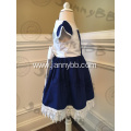 Kid Girl Snow Embroidery Navy Dress